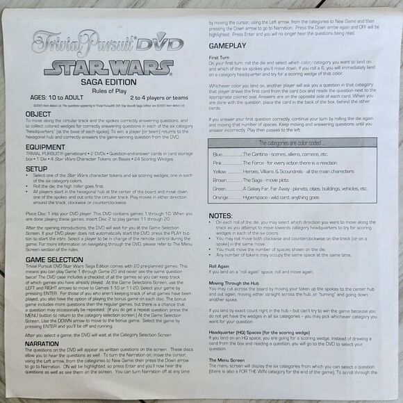 Trivial Pursuit Star Wars DVD Saga Edition 2005 Toys R Us Exclusive Tin COA - Picture 12 of 12